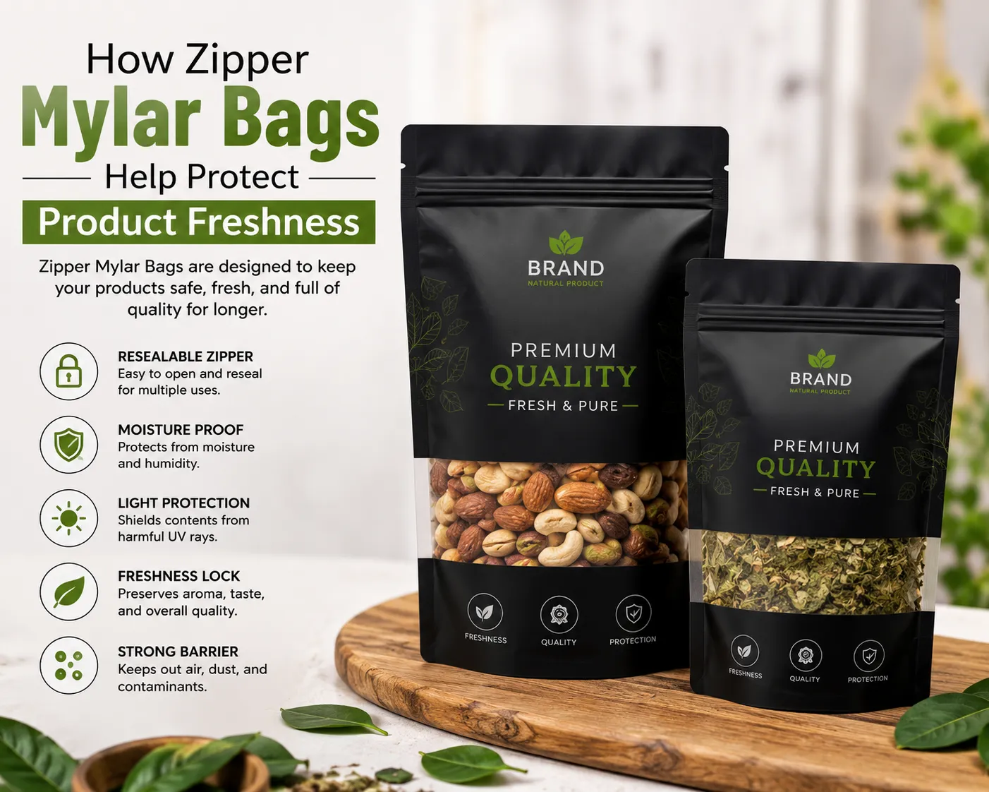 Custom Weed Mylar Bags: Zipper Closures & Freshness